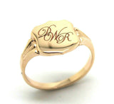 Genuine 9ct Solid Yellow, Rose or White Gold Large Signet Ring In Your Size P Plus Engraving 3 Initials