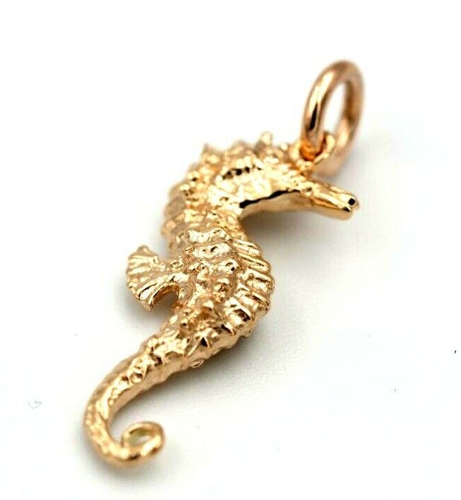 Kaedesigns, Genuine 9ct Yellow Or Rose Or White Gold Or Silver 3D Seahorse Charm