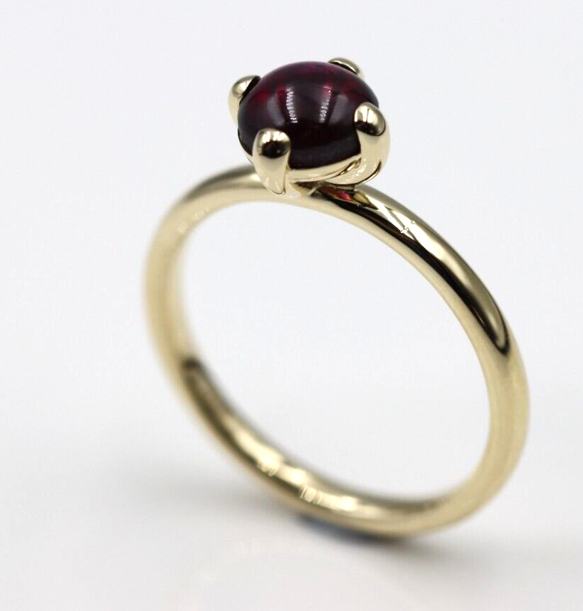 Size L 1/2 Genuine 9ct 9k Yellow, Rose or White Gold Cabochon Garnet Stacker Ring