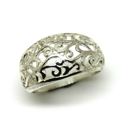 Size N Solid Sterling Silver Wide Filigree Ring