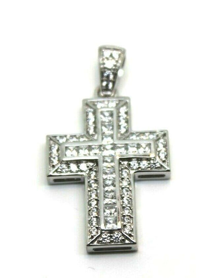 Cubic Zirconia 925 Genuine Sterling Silver Huge Cross Pendant