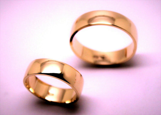 His & Hers Genuine 2 X Full Solid 9ct 9k,Rose Gold 6mm Wide Wedding Couple Bands Rings