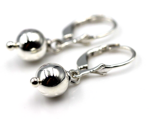 Sterling Silver Ball Earrings 8mm Continental Clip Earrings