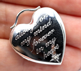 Sterling Silver Oval Diamond Engraved Heart Locket 2 pictures + Chain Free Post