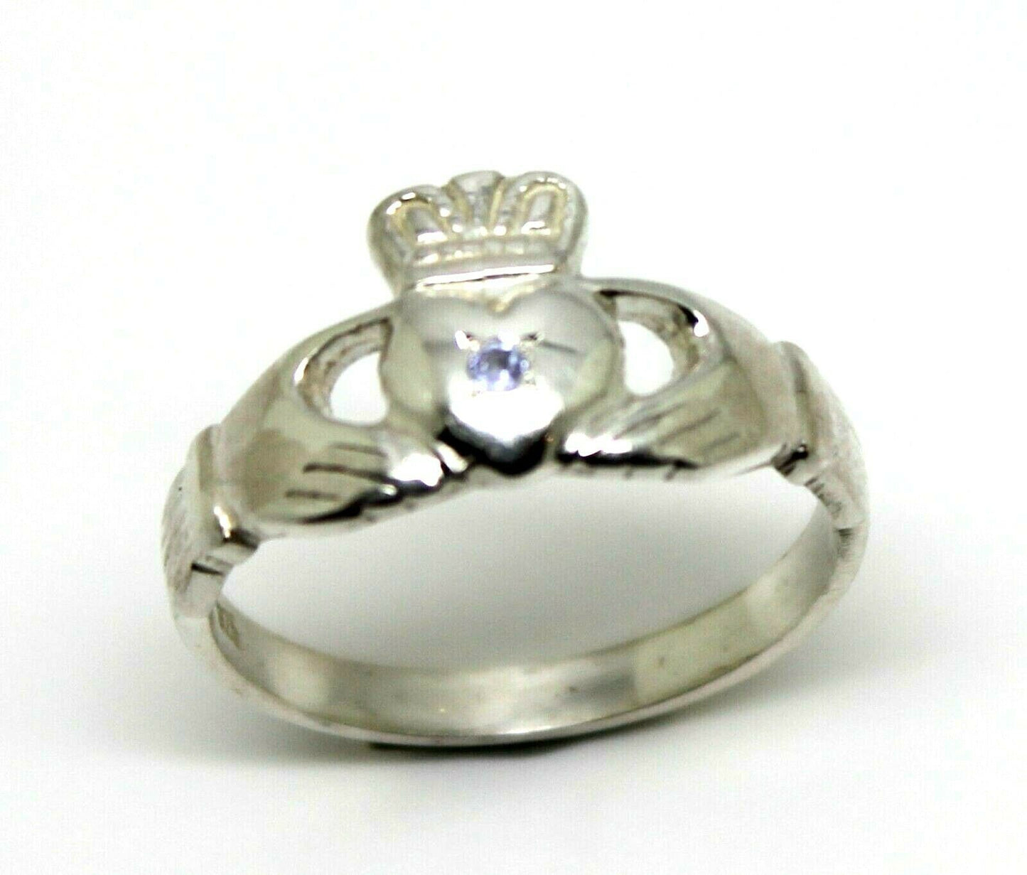 Size M New Sterling Silver 925 Tanzanite Claddagh Ring