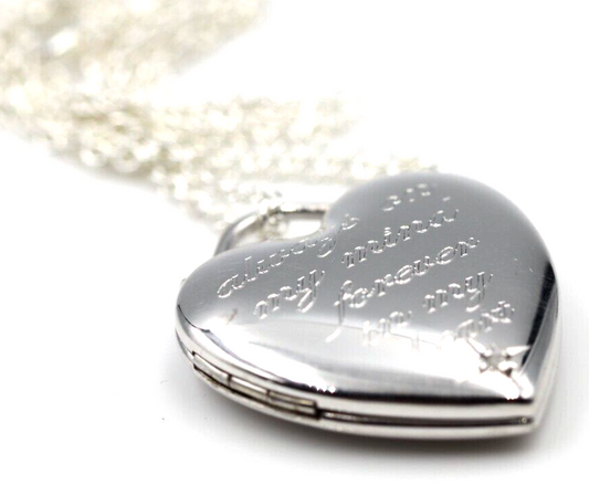 Sterling Silver Oval Diamond Engraved Heart Locket 2 pictures + Chain