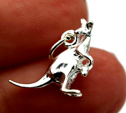 Sterling Silver Small Australian Kangaroo & Joey Charms or Pendant