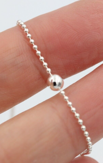 Sterling Silver 925 Thin 1.2mm and 4mm ball bracelet 19cm long