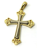 Genuine 18ct 18kt 750 Yellow & White Gold Two Tone Byzantine Cross Pendant 521
