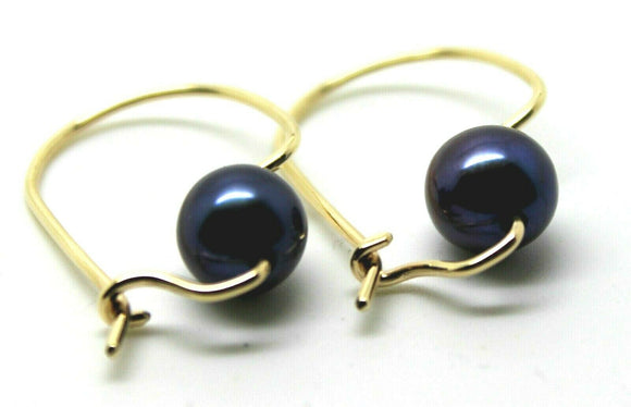 Kaedesigns New 9ct Yellow, Rose or White Gold 7mm Black Pearl Hook Earrings