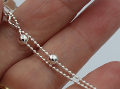 Sterling Silver 925 Thin 1.2mm and 4mm ball bracelet 19cm long