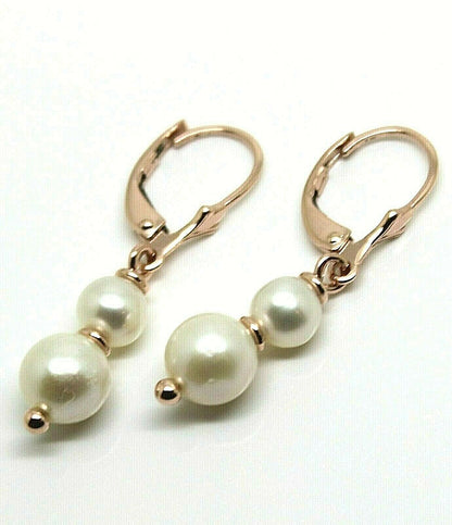 Genuine New 9ct 9kt Rose Gold 6mm & 8mm White Pearl Continental Clip Earrings