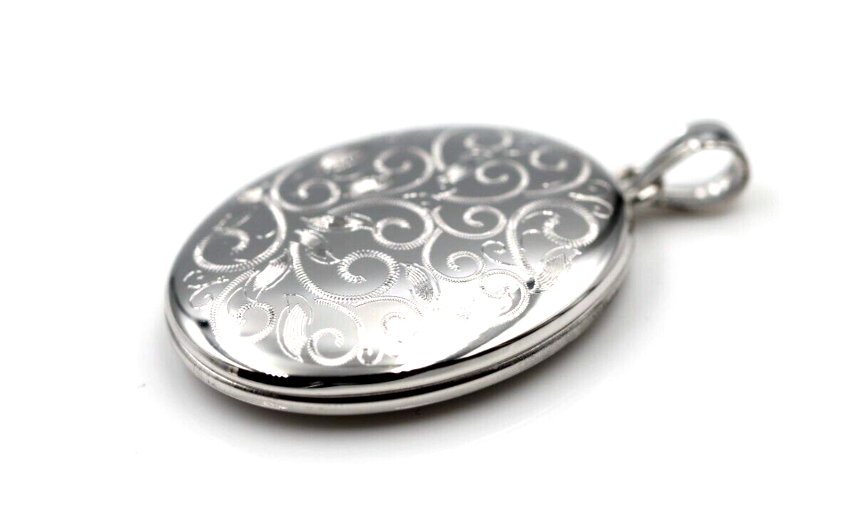 Sterling Silver 925 Oval Swirl Pendant Locket 2 photos