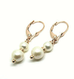 Genuine New 9ct 9kt Rose Gold 6mm & 8mm White Pearl Continental Clip Earrings