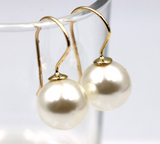 Kaedesigns New 9ct 9k Yellow, Rose or White Gold 12mm Shell Pearl Ball Drop Earrings
