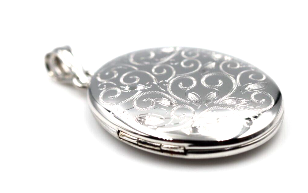 Sterling Silver 925 Oval Swirl Pendant Locket 2 photos