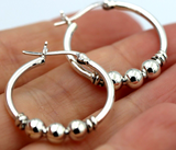 Kaedesigns, Genuine Sterling Silver 925 25mm Hoop 3 Balls Hoop Earrings