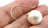 Kaedesigns New 9ct 9k Yellow, Rose or White Gold 12mm Shell Pearl Ball Drop Earrings
