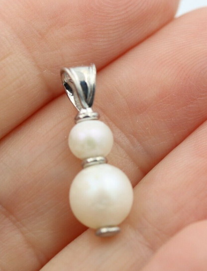 Genuine 9k 9ct Yellow, Rose or White Gold 6mm + 8mm White Pearl Pendant Or Charm