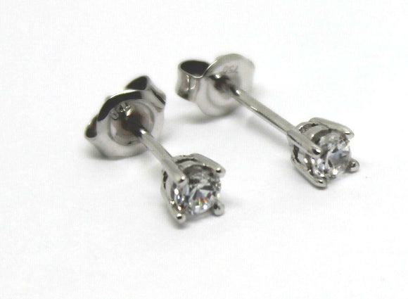 Genuine New 18ct White Gold Claw-set Round 3mm Genuine Diamond Si Stud Earrings