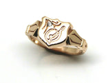 Genuine Solid 9ct 9kt Yellow, Rose or White Gold Shield Signet Ring Size R + Engraving + Diamond