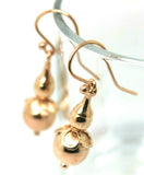 Kaedesigns New Genuine 9ct Yellow, Rose or White Gold Ball Two Ball Hook Drop Earrings