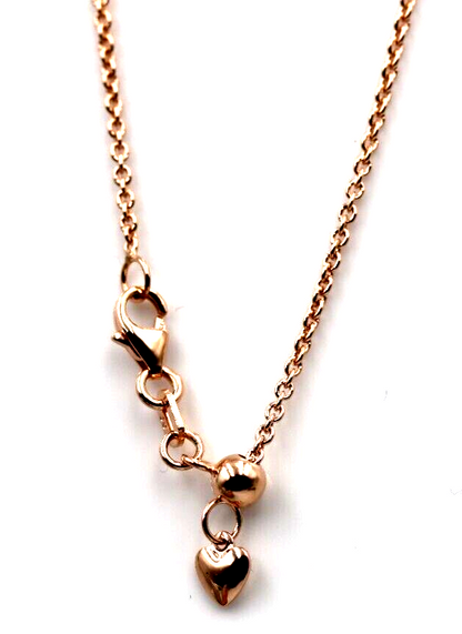 Genuine 46cm 9ct 9k Yellow or Rose Gold Ladies Fine Slider Heart Necklace Chain