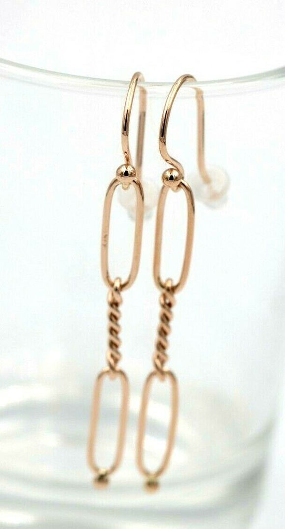 Genuine 9ct Yellow, Rose or White Gold Paper Clip Hook Earrings