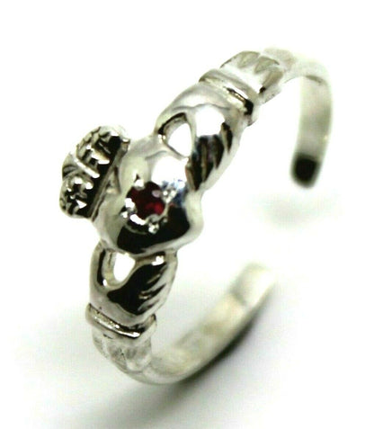 Genuine Sterling Silver Irish Ruby Claddagh Toe Ring