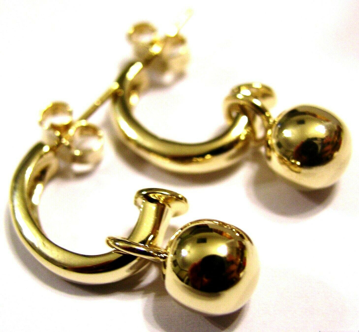 Genuine 9ct 9k Yellow, Rose or White Gold 10mm Ball Euro Ball Hook Stud Earrings