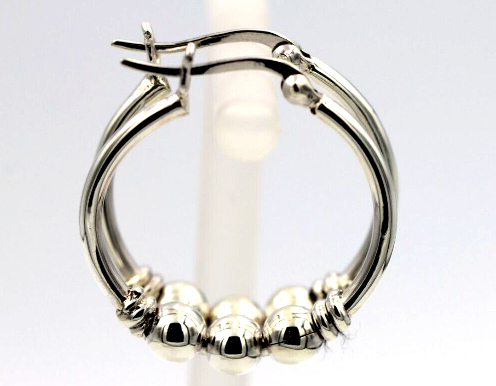 Kaedesigns, Genuine Sterling Silver 925 25mm Hoop 3 Balls Hoop Earrings