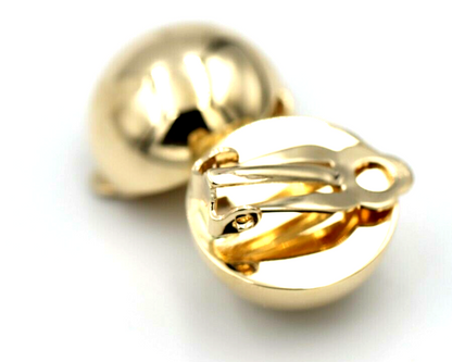 Kaedesigns New Genuine New 9ct Rose, Yellow Or White Gold Clip On 16mm Half Ball Earrings