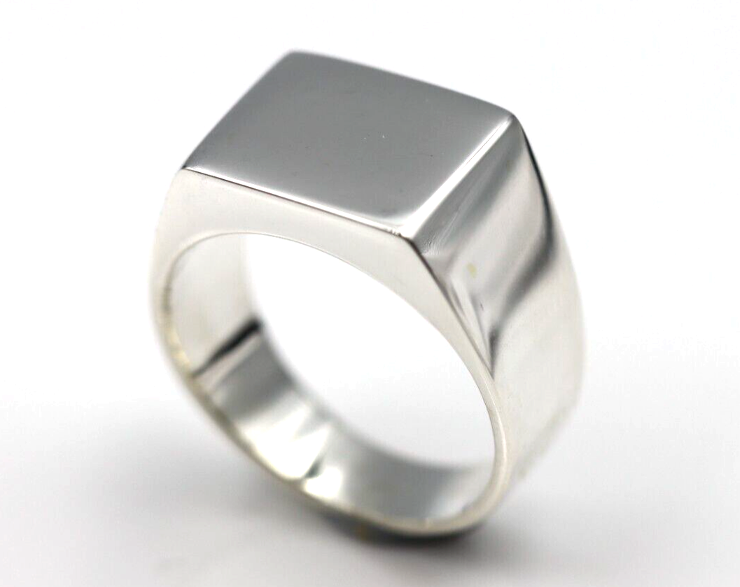 Kaedesigns Genuine Heavy Solid Sterling Silver 925 Rectangular Men Signet Ring In your ring size