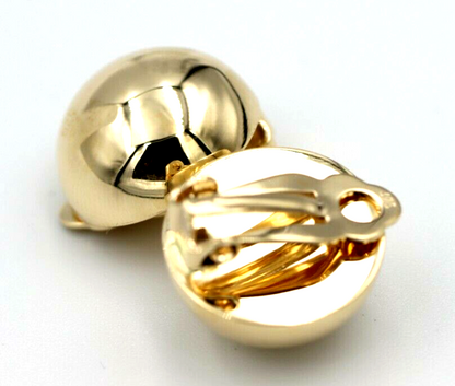 Kaedesigns New Genuine New 9ct Rose, Yellow Or White Gold Clip On 16mm Half Ball Earrings