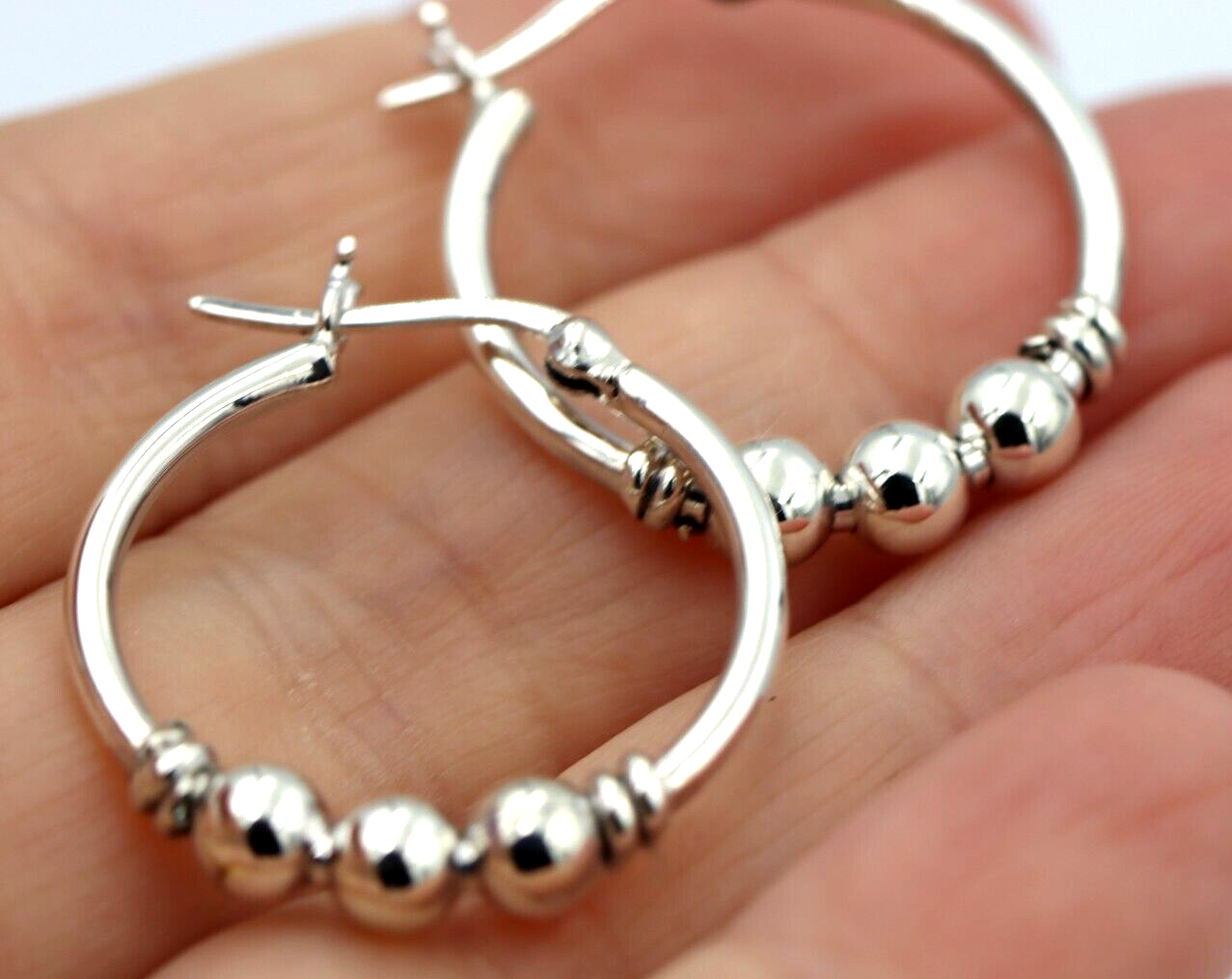 Kaedesigns, Genuine Sterling Silver 925 25mm Hoop 3 Balls Hoop Earrings