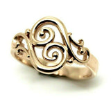 Genuine 9ct Gold 375 Full Solid Yellow, Rose or White Gold Filigree Swirl Ring - Choose your size from N to S