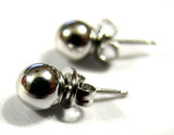 Kaedesigns Genuine 14ct White Gold 4mm Stud Ball Earrings With Butterfly Backs