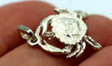 Genuine Sterling Silver Solid Crab Pendant / Charm * Free post