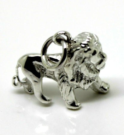 Genuine Solid Sterling Silver 925 Lion 3D Pendant Or Charm