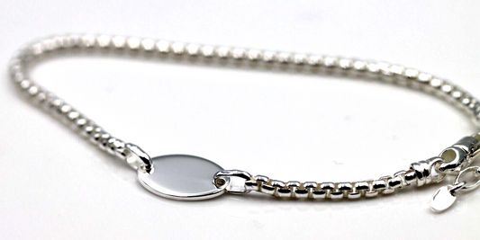 Sterling Silver 2.6mm Round Box Bracelet with Oval Engraving Shape