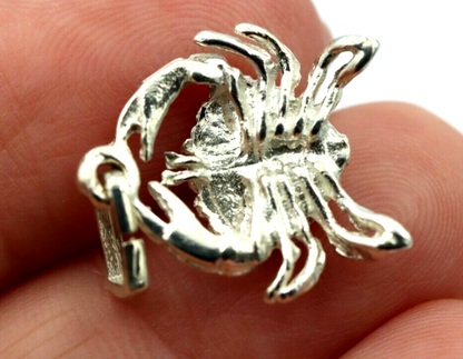 Genuine Sterling Silver 925 Solid Crab Cancer Zodiac Pendant / Charm