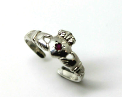 Genuine Sterling Silver Irish Ruby Claddagh Toe Ring