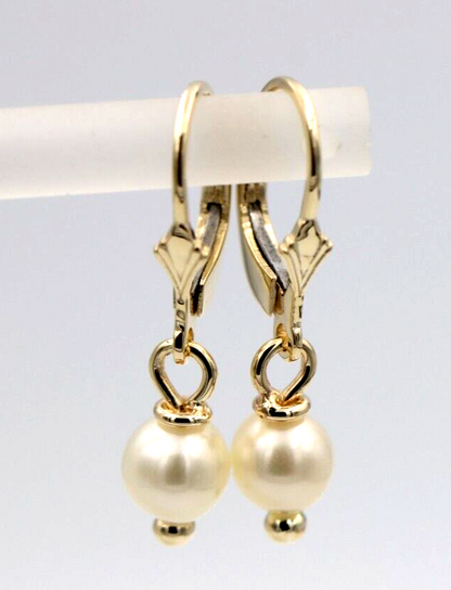 Kaedesigns New 9ct Yellow, Rose or White Gold 6mm White Pearl Continental Clip Earrings