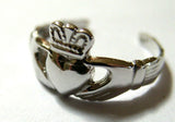 Solid Sterling Silver Irish Claddagh Toe Ring-  Free Post In Oz