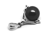 Genuine New 9ct Solid Yellow, Rose Or White Gold 10mm Black Ball Pearl Spinner Pendant