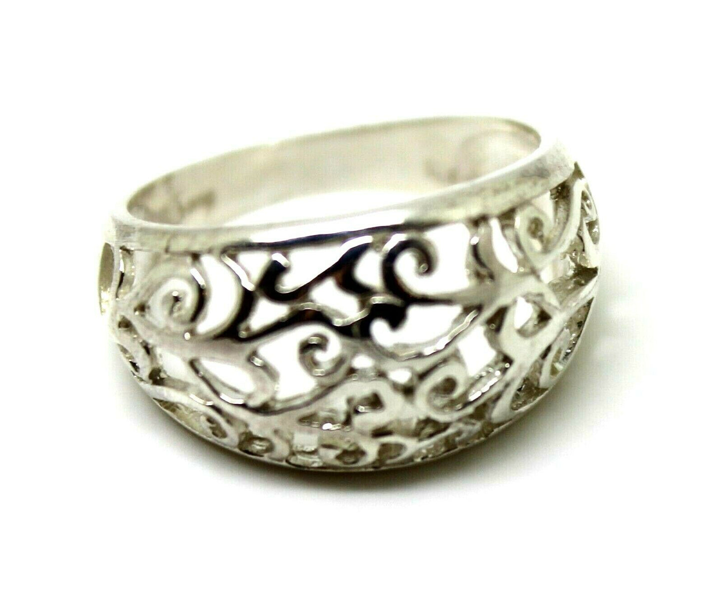 Size N Solid Sterling Silver Wide Filigree Ring