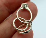 Genuine Sterling Silver Three Rings Charm - 3D Pendant or Charm * Free post
