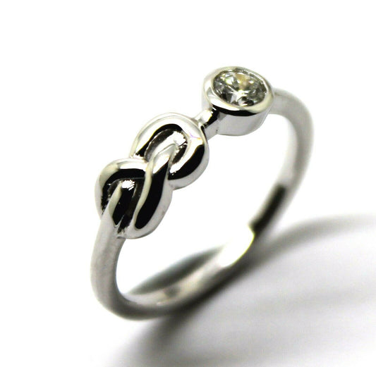 Delicate Genuine 9ct 9kt White Gold Infinity Delicate Pinky Ring + Diamond