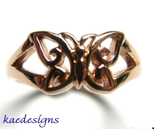 Genuine Solid 9ct 9k White Or Rose Or Yellow Gold Butterfly Ring 217 Choose Size