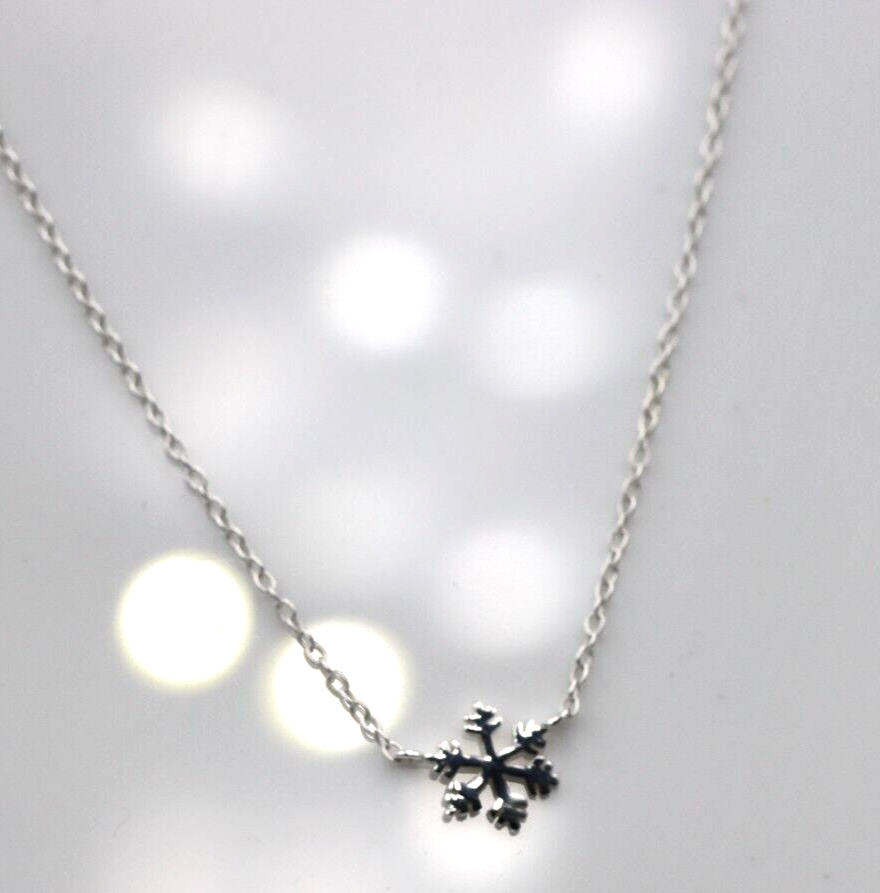 Genuine Sterling Silver 925 Snowflake Pendant + Chain Necklace